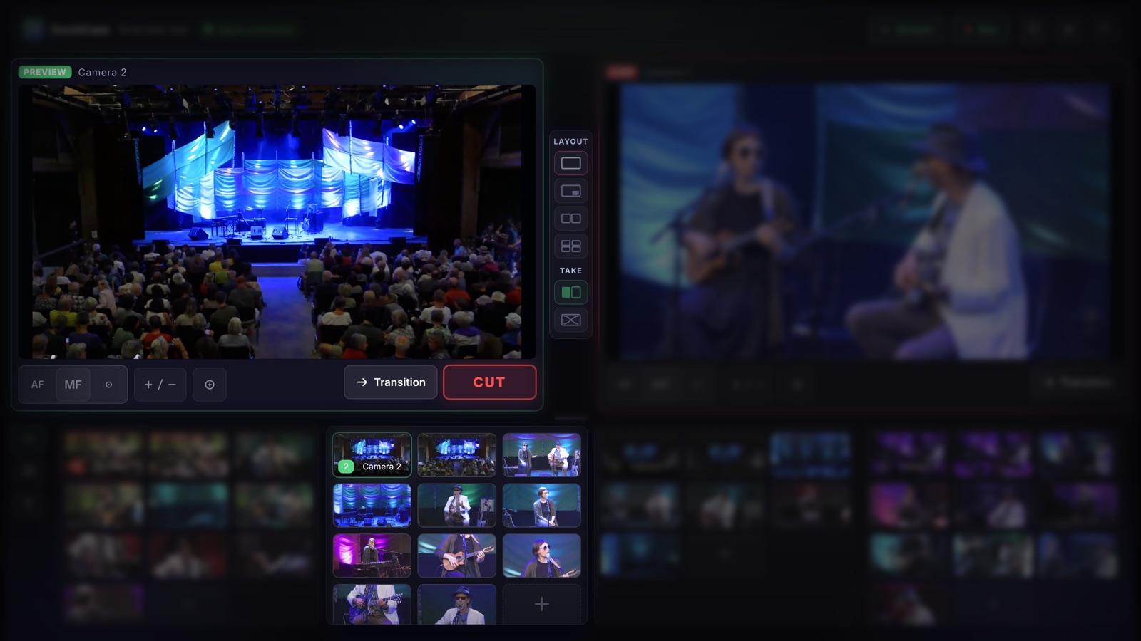 Preset recall into PREVIEW in the DeckCam operator interface