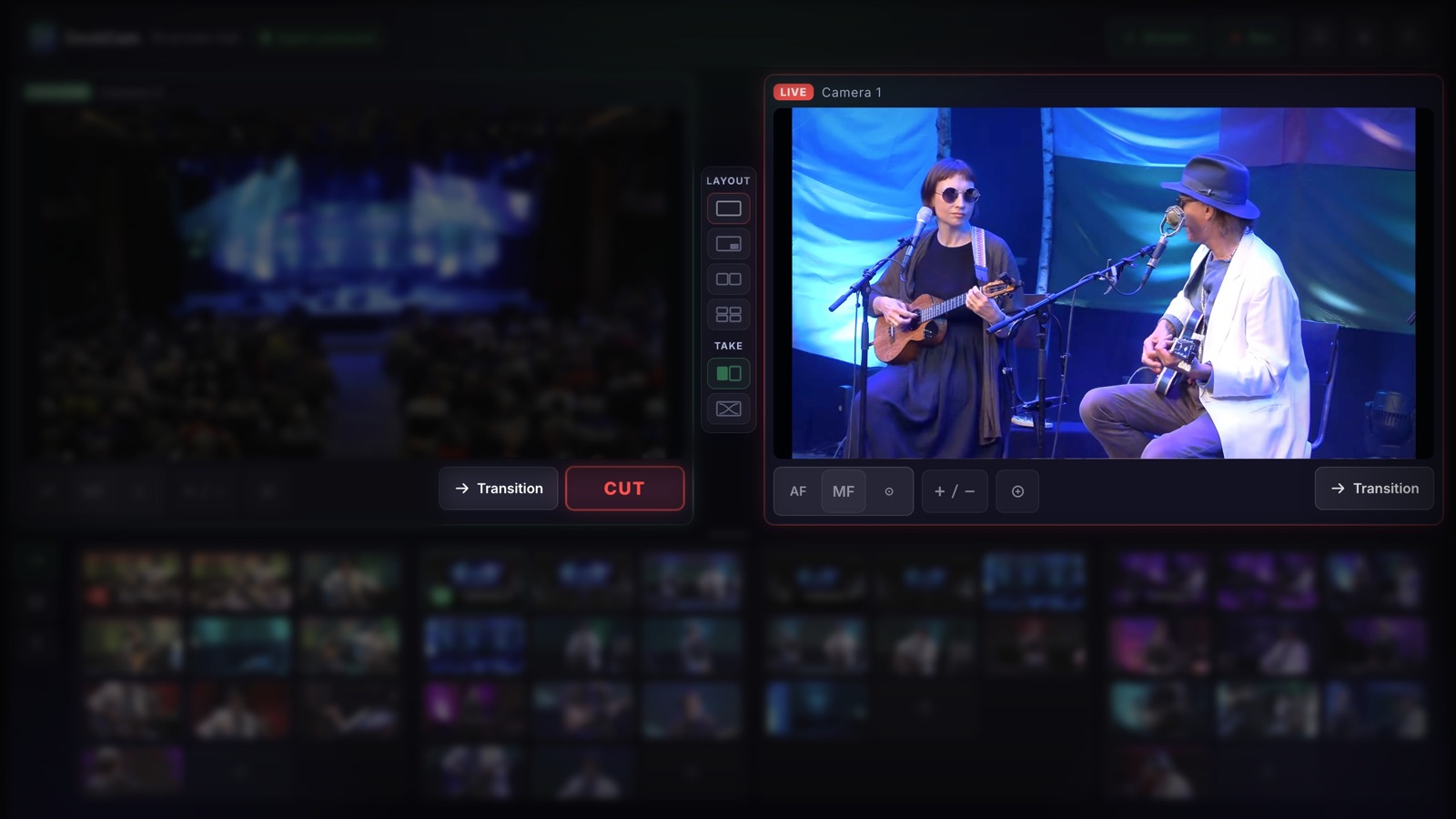 CUT — PREVIEW goes to air in the DeckCam operator interface