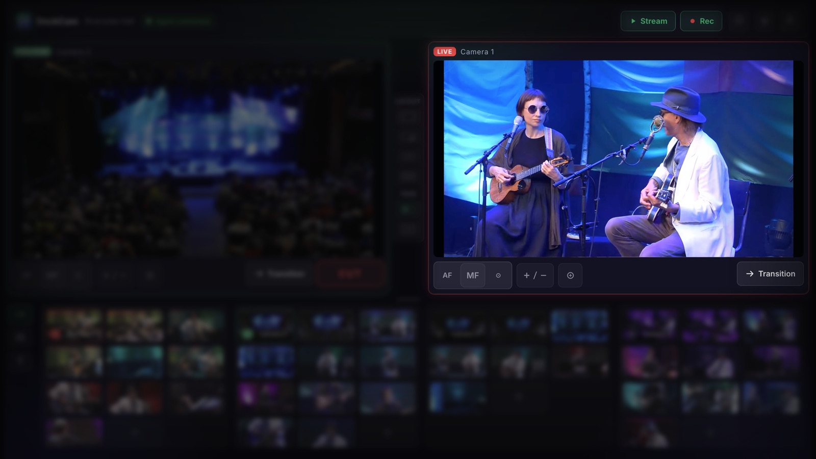 RTMP out + program/ISO recording in the DeckCam operator interface