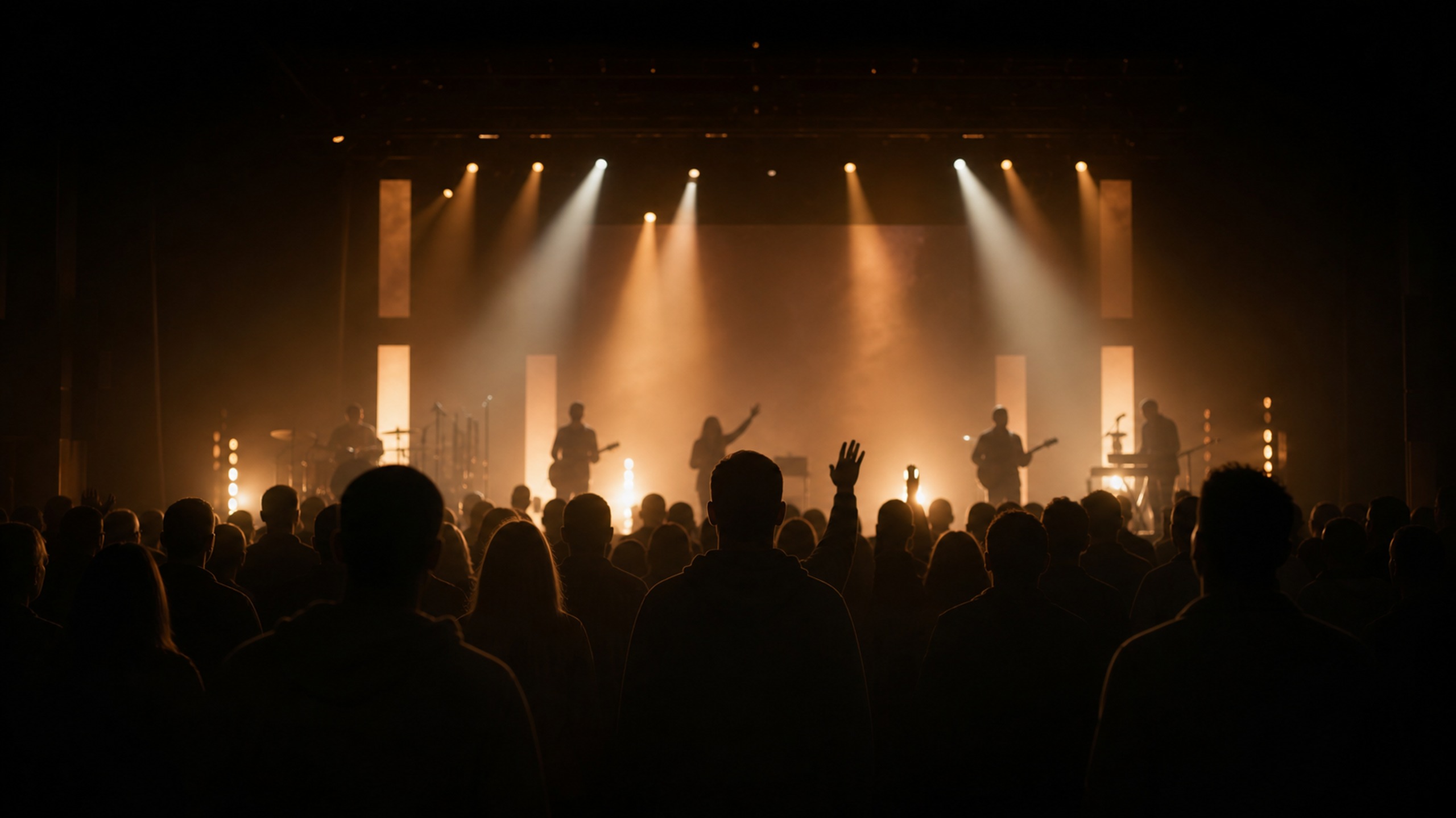 Worship service under stage lighting